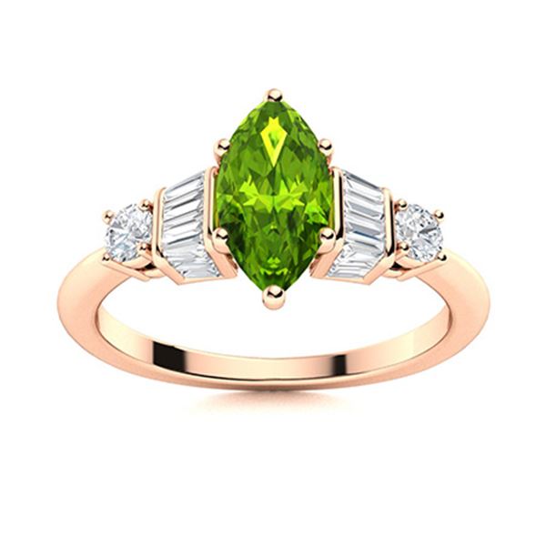 Natural 1.32 CTW Peridot & Diamond Engagement Ring 14K Rose Gold