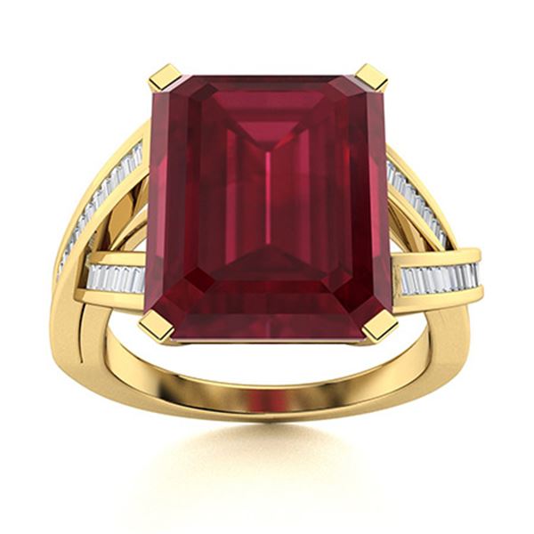 Natural 6.71 CTW Ruby & Diamond Engagement Ring 14K Yellow Gold