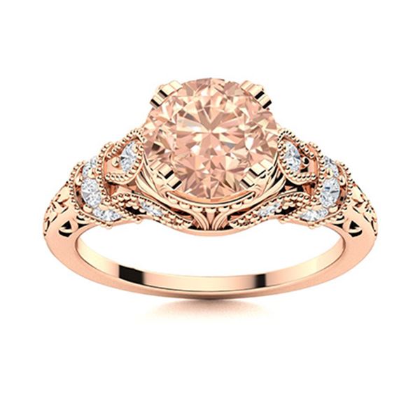 Natural 1.76 CTW Morganite & Diamond Engagement Ring 18K Rose Gold