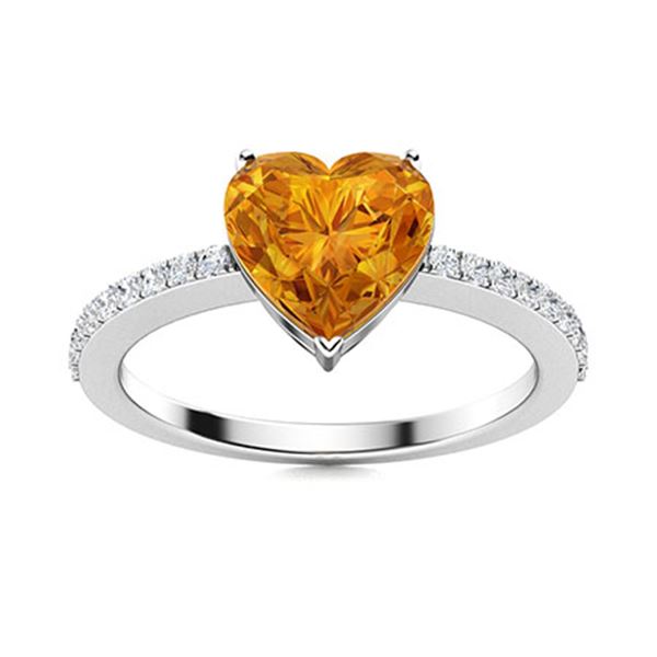 Natural 1.81 CTW Citrine & Diamond Engagement Ring 18K White Gold