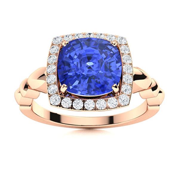 Natural 2.44 CTW Ceylon Sapphire & Diamond Engagement Ring 18K Rose Gold