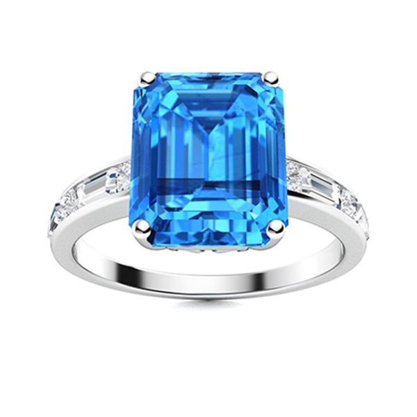 Natural 3.88 CTW Topaz & Diamond Engagement Ring 14K White Gold