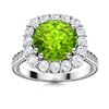 Image 1 : Natural 2.43 CTW Peridot & Diamond Engagement Ring 18K White Gold