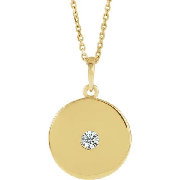 Natural 0.12 CTW Gold Disc Diamond Necklace 14KT Yellow Gold