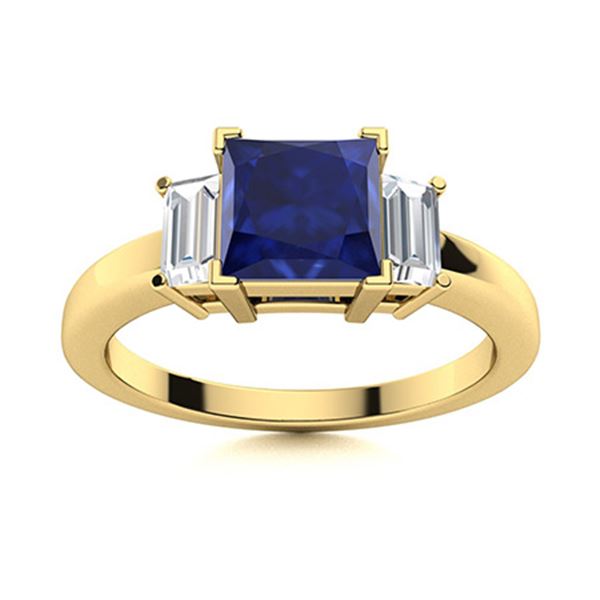 Natural 1.02 CTW Sapphire & Diamond Engagement Ring 18K Yellow Gold