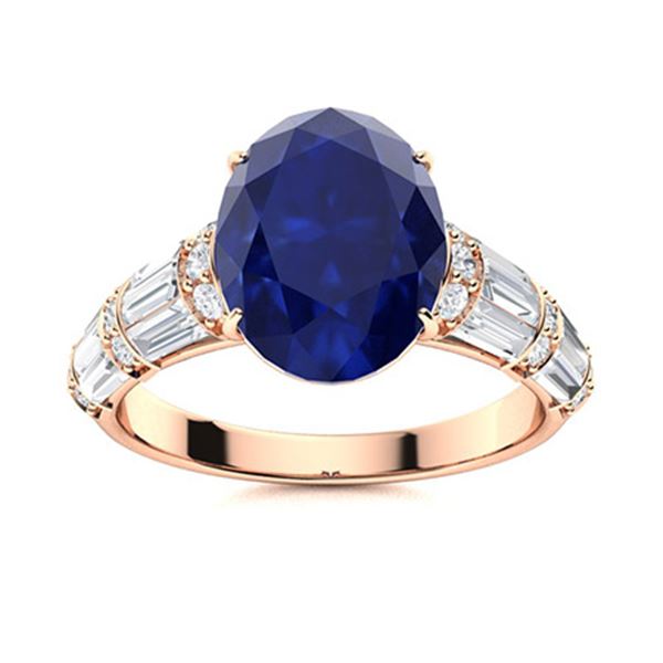 Natural 4.13 CTW Sapphire & Diamond Engagement Ring 14K Rose Gold