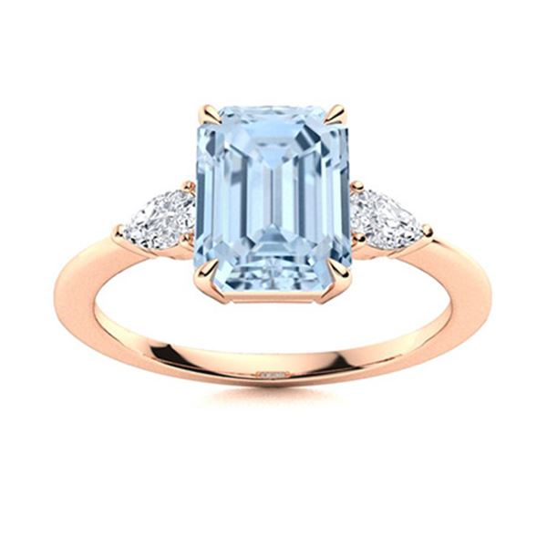 Natural 2.35 CTW Aquamarine & Diamond Engagement Ring 14K Rose Gold