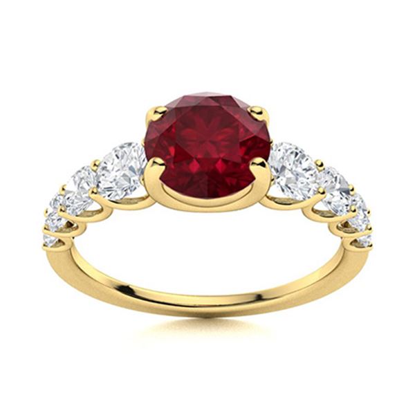 Natural 2.03 CTW Ruby & Diamond Engagement Ring 14K Yellow Gold