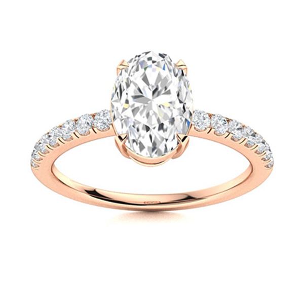 Natural 3.01 CTW Diamond Solitaire Ring 14K Rose Gold