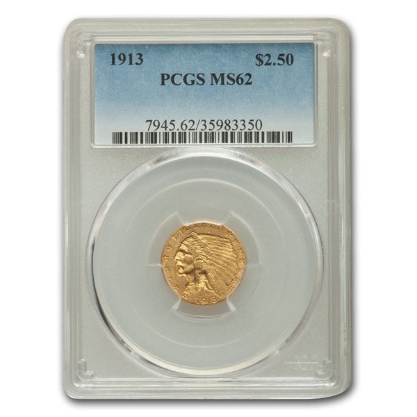 1913 $2.50 Indian Gold Quarter Eagle MS-62 PCGS