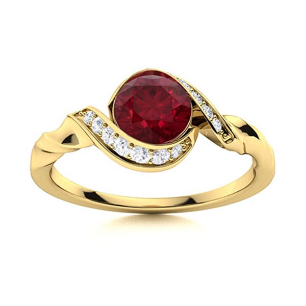 Natural 1.75 CTW Ruby & Diamond Engagement Ring 18K Yellow Gold