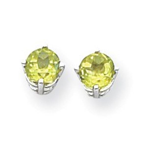 14k White Gold 5 mm Peridot Earrings