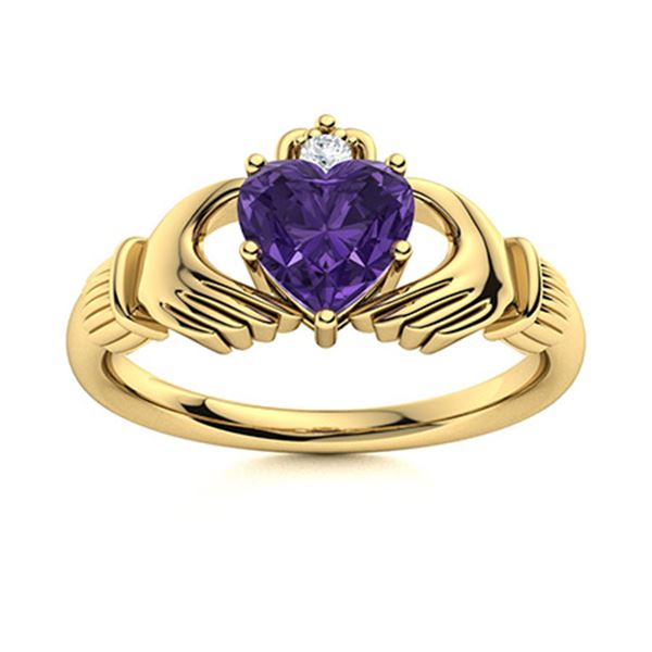 Natural 0.68 CTW Amethyst & Diamond Engagement Ring 14K Yellow Gold