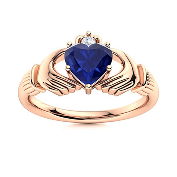 Natural 0.62 CTW Sapphire & Diamond Engagement Ring 18K Rose Gold