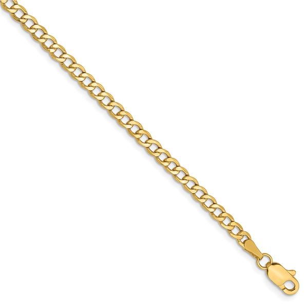 14k Yellow Gold 2.85 mm Semi-Solid Curb Link Chain - 9 in.