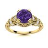 Image 1 : Natural 1.76 CTW Amethyst & Diamond Engagement Ring 18K Yellow Gold