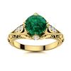 Image 1 : Natural 1.14 CTW Emerald & Diamond Engagement Ring 18K Yellow Gold
