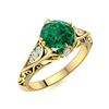 Image 2 : Natural 1.14 CTW Emerald & Diamond Engagement Ring 18K Yellow Gold