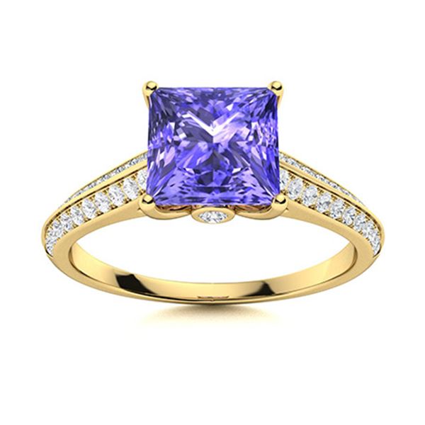 Natural 1.07 CTW Tanzanite & Diamond Engagement Ring 14K Yellow Gold