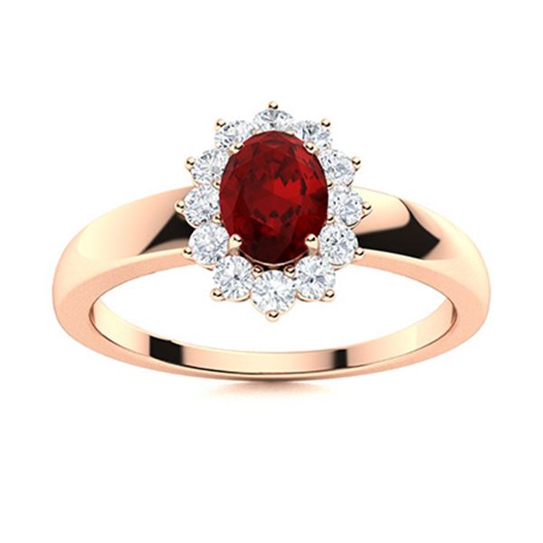 Natural 0.78 CTW Garnet & Diamond Engagement Ring 14K Rose Gold