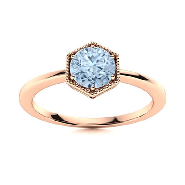 Natural 1.22 CTW Aquamarine Solitaire Ring 18K Rose Gold