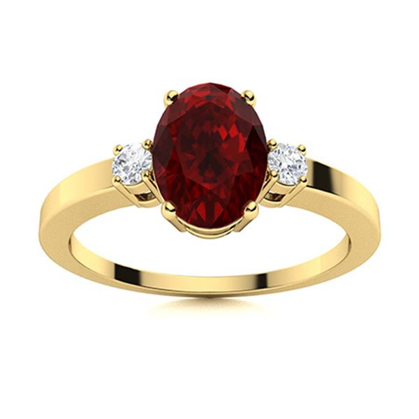 Natural 1.11 CTW Garnet & Diamond Engagement Ring 14K Yellow Gold