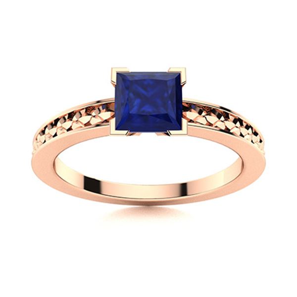 Natural 0.66 CTW Sapphire Solitaire Ring 14K Rose Gold
