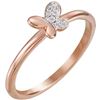 Image 1 : Natural 0.06 CTW Butterfly Diamond Ring 14KT Rose Gold