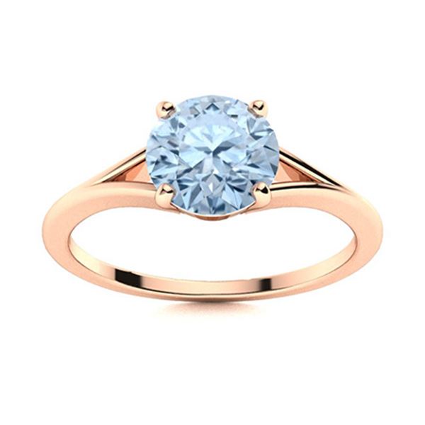 Natural 1.21 CTW Aquamarine Solitaire Ring 14K Rose Gold