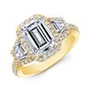 Image 1 : Natural 5.02 CTW Halo Emerald Cut & Trapezoids Diamond Engagement Ring 14KT Yellow Gold