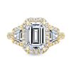 Image 3 : Natural 5.02 CTW Halo Emerald Cut & Trapezoids Diamond Engagement Ring 14KT Yellow Gold