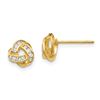 Image 1 : 14k Yellow Gold Cubic Zirconia Love Knot Post Earrings