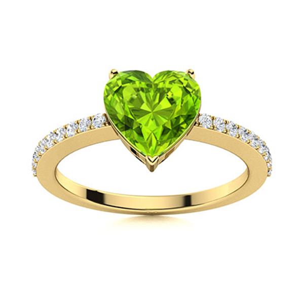Natural 1.75 CTW Peridot & Diamond Engagement Ring 14K Yellow Gold