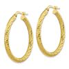 Image 2 : 10k Yellow Gold Diamond-cut Round Hoop Earrings - 25 mm