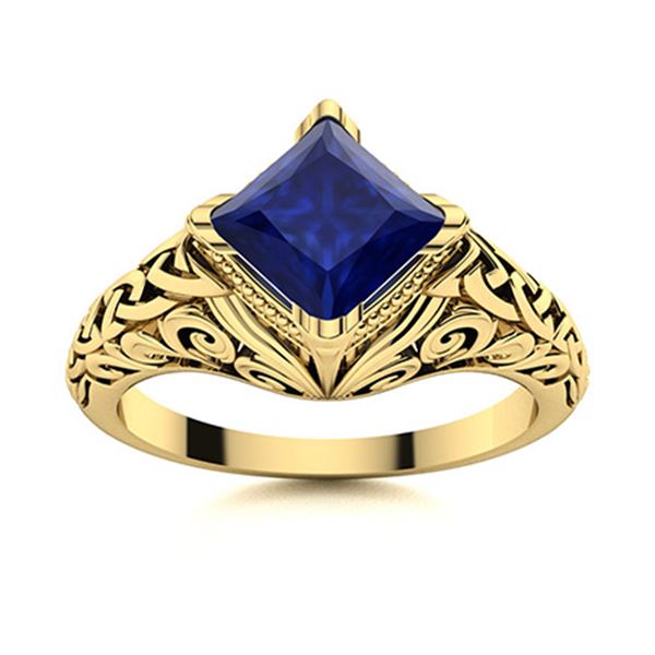 Natural 1.51 CTW Sapphire Solitaire Ring 18K Yellow Gold