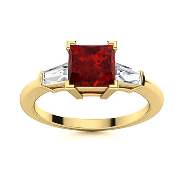 Natural 1.67 CTW Garnet & Diamond Engagement Ring 18K Yellow Gold