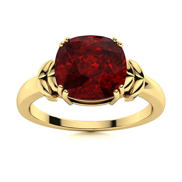 Natural 4.03 CTW Garnet Solitaire Ring 14K Yellow Gold