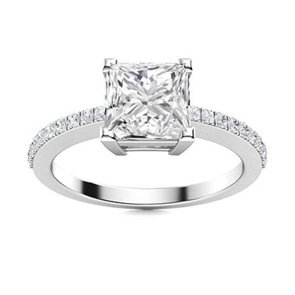 Natural 0.90 CTW Diamond Solitaire Ring 18K White Gold
