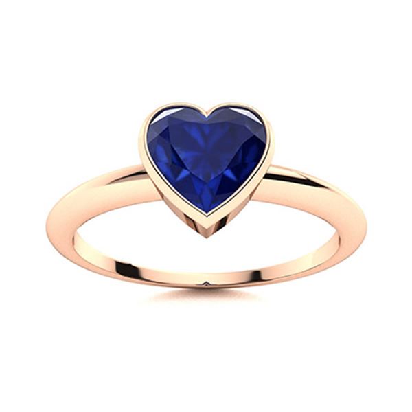 Natural 0.64 CTW Sapphire Solitaire Ring 18K Rose Gold