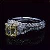 Image 4 : Natural 2.52 CTW Cushion Cut Intense Yellow Diamond Ring 14KT Two-tone