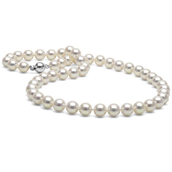 White Akoya Pearl Necklace, 8.0-8.5mm