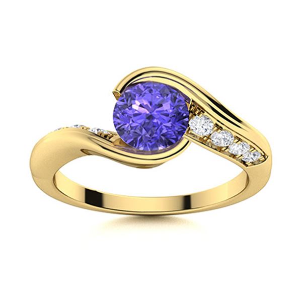 Natural 0.91 CTW Tanzanite & Diamond Engagement Ring 14K Yellow Gold
