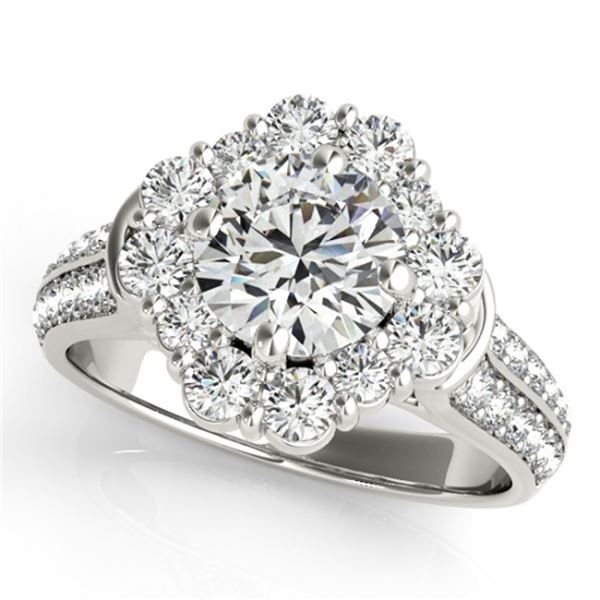 Natural 2 ctw Diamond Solitaire Halo Ring 14k White Gold