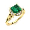 Image 2 : Natural 1.13 CTW Emerald & Diamond Engagement Ring 14K Yellow Gold