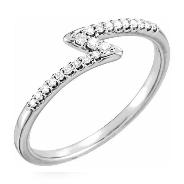 Natural 0.15 CTW Zig Zag Diamond Ring 18KT White Gold
