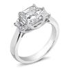 Image 1 : Natural 1.52 CTW 3-Stone Asscher Cut Diamond Ring 18KT White Gold