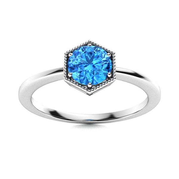 Natural 1.22 CTW Topaz Solitaire Ring 18K White Gold