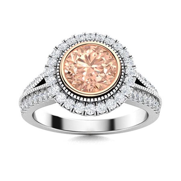 Natural 1.78 CTW Morganite & Diamond Engagement Ring 14K White Gold