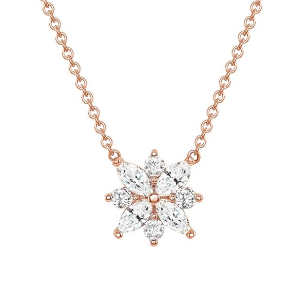 Natural 1.02 CTW Marquise Cut Diamond Necklace 14KT Rose Gold