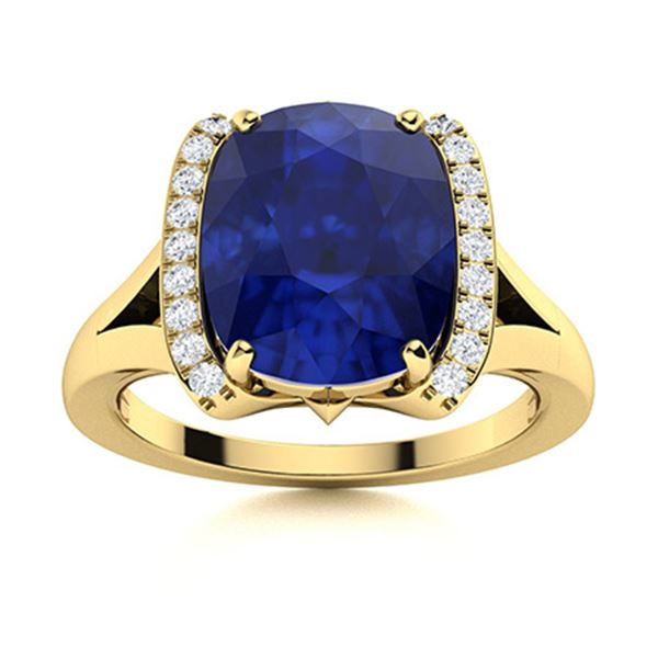 Natural 2.53 CTW Sapphire & Diamond Engagement Ring 18K Yellow Gold